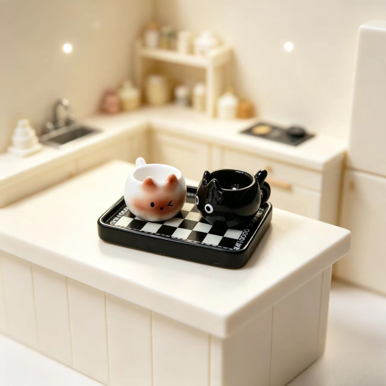 TEMU 3pcs Mini Tasses Couple et Blanc, Ornements de Maison de Poupée Miniature, Ajouts de Décoration de de Cottage, Modèles de Mini Tasses Miniature