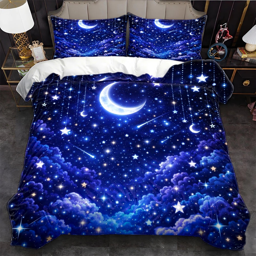 TEMU 3pcs Starry Sky Moon Bedding, 1 Duvet Cover   2 Pillowcases, Duvet Cover Set, Suitable For , Machine Washable, Invisible Zipper Design, Queen