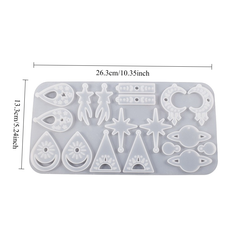 TEMU Moules en silicone résine, moules en silicone pour boucles d'oreilles, pendentifs, breloques et porte-clés avec , , astronomie et ciel étoilé