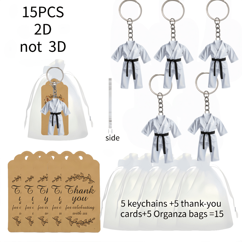 TEMU Plat 2D, Porte-clés en acrylique 2D avec un design plat 2D d'une ceinture noire de taekwondo, 5 pièces comprenant 5 porte-clés en acrylique avec