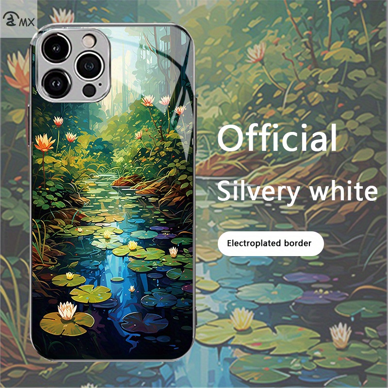 TEMU Phone Case: For Lotus Pond Forest Background Design Case For Iphone 16/16 Plus/16 Pro/16 Pro Max, For Iphone Plus/15 Pro/15 Pro Max, For Iphone