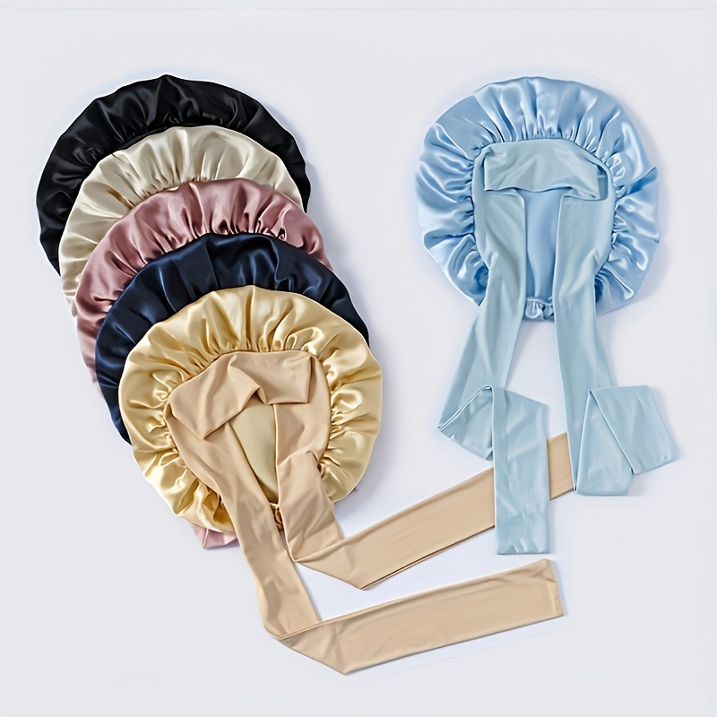 TEMU 2pcs Women' - And Breathable Double-layered Lining Sleep With Safety Ties, For Power Supply - Suitable For Curly Hair, Overnight Stays, Travel,