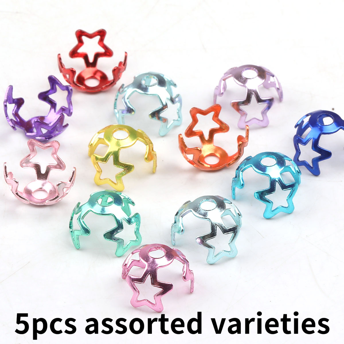 TEMU [torus Tail Spacer Beads] 5pcs Random Color Hollow Flower End Bead Spacer Beads & Bead Assortments, Flower Shape End Beads Beads For Jewelry