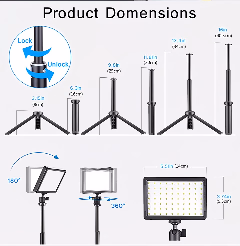 set di due luci led da studio per video streaming, progettate per con computer e fotocamere, completo di treppiede e nove filtri a colori per registrazione, fotografia e videochiamate su piattaforme come zoom Dettagli dell'articolo 5