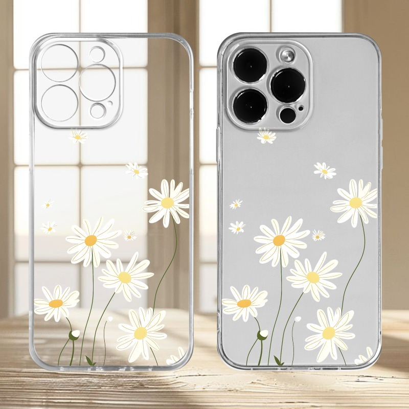 

Bees & Daisies Pattern Uv Printing Transparent Phone Case Protection For Iphone 11 12 13 14 15 16 Xr X/ Xs 7 8 Plus Se Mini - Best Gift For Birthday,