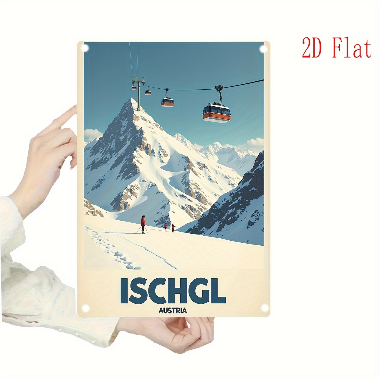 TEMU 2d Flat, 2d Flat Vintage Austria Metal Sign - Retro Skier Wall Art Suitable For Room Decor, Durable Iron Door/wall Decoration With Ski Resort,,