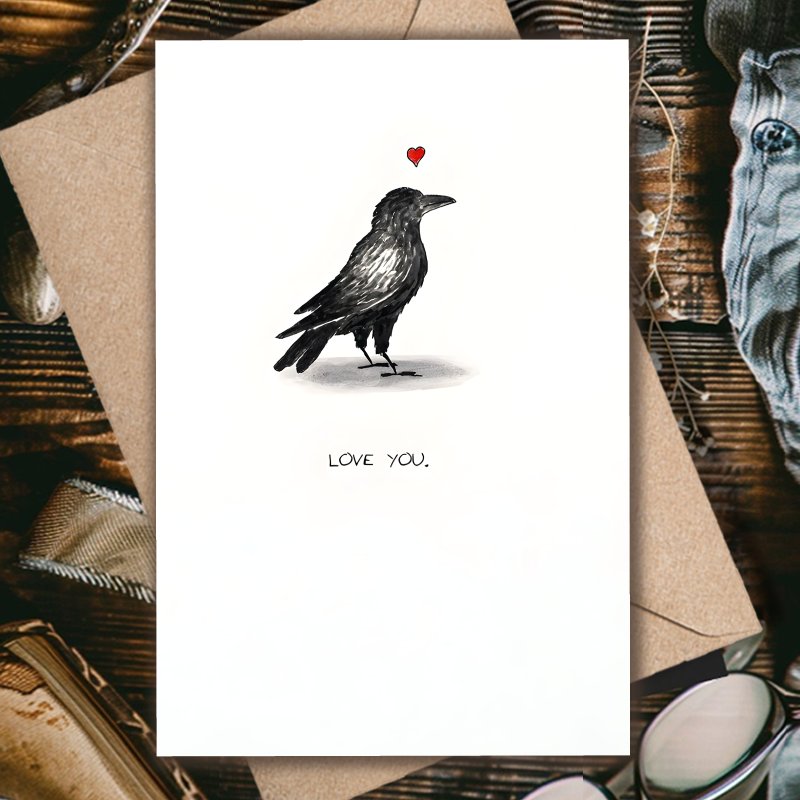 TEMU 1pc Funny "love You" Heart Invitation Card - Minimalist Black & White Romantic Design With Red Heart Accent, Unique Anniversary Valentine's Day
