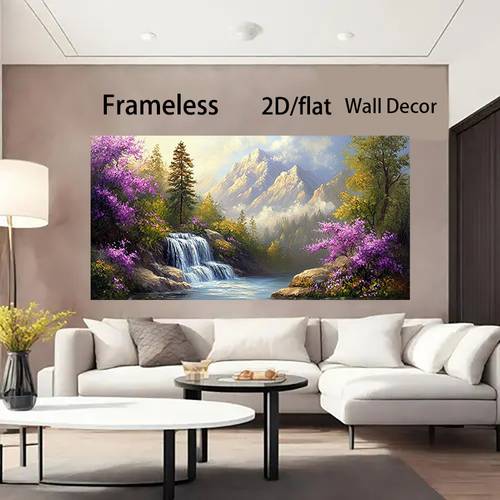 item picture 2d flat 2d flat 1pc 31 5 62 99inch 80 160cm unframed modern abstract waterfall painting with purple flowers vibrant wall decor for living room and bedroom frameless modern decorative painting home decor