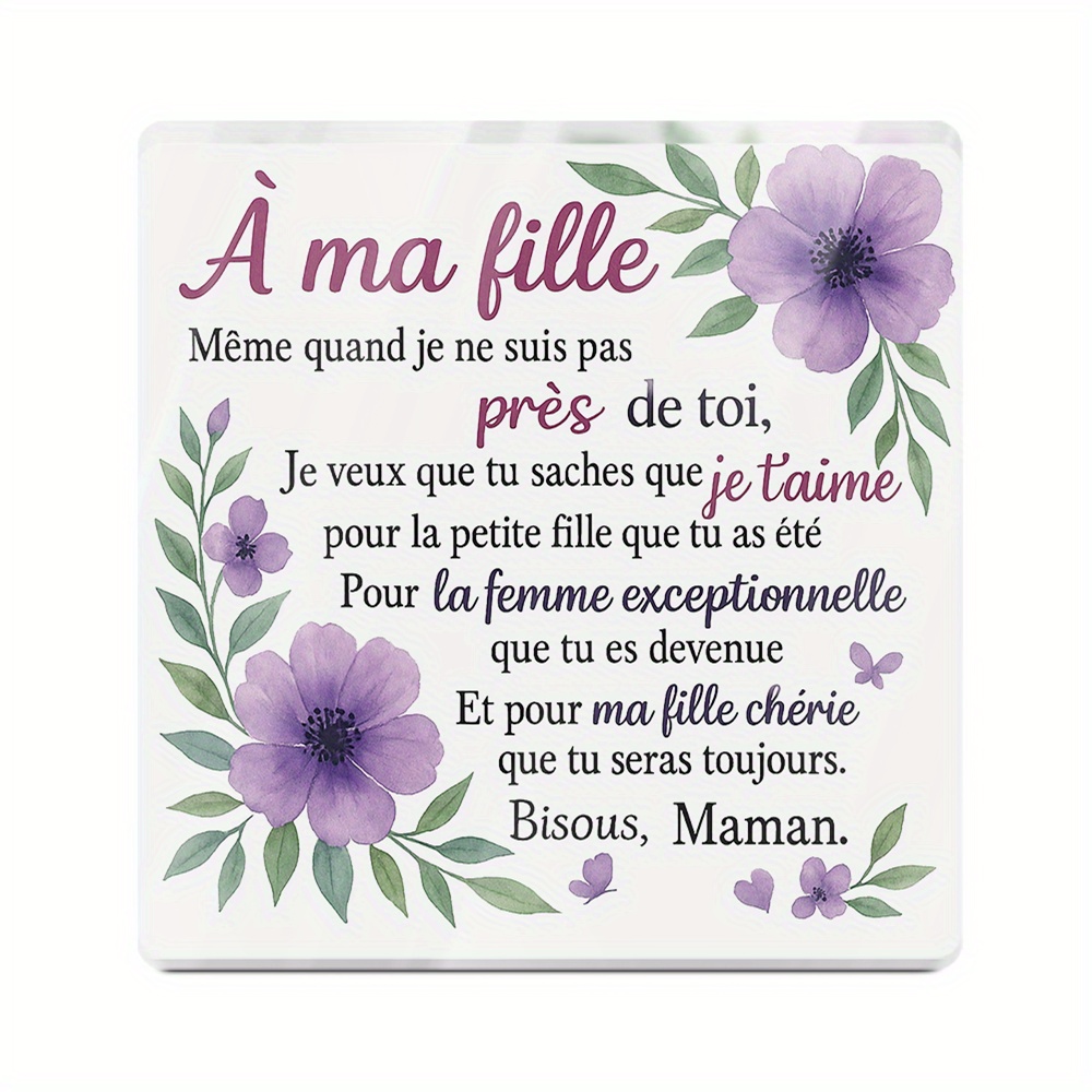 TEMU 2D Plat, Décoration de Table en Acrylique Français 1pc Putuo Decor, À , Décoration de Bureau pour Fille, Cadeau pour Anniversaires, ,
