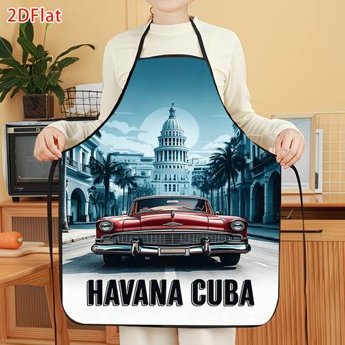 1pc cuban apron suitable for home kitchen baking bbq outdoor parties cuban themed events retro cuban car apron for men women unisex for grilling cleaning