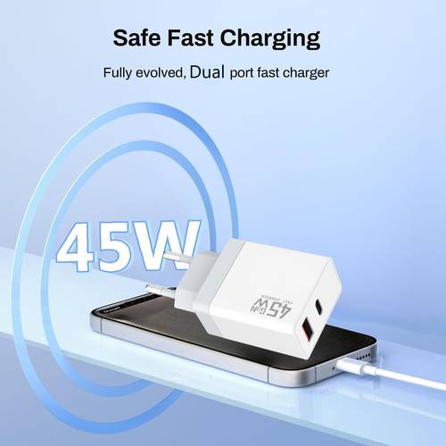 usb c gan fast charger 45w 2 port super fast charger pd qc 3 0 fast charger type c wall charger fast charging for iphone samsung xiaomi series laptop charger phone charger