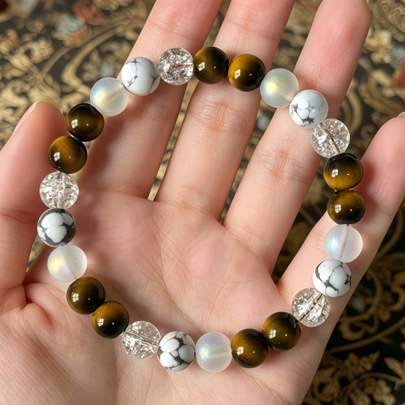 Natural Tiger's Eye Beaded Bracelet, Bohemian Style Gift