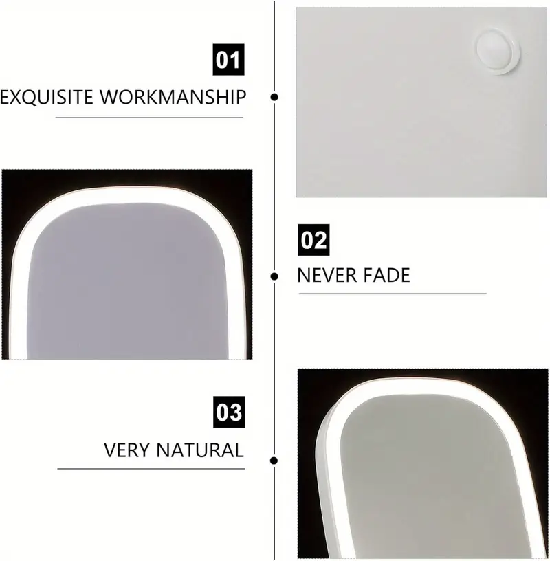 espejo de maquillaje led con luces, espejito plegable portátil control táctil y 3 para mujeres - batería recarg Detalles del producto 4