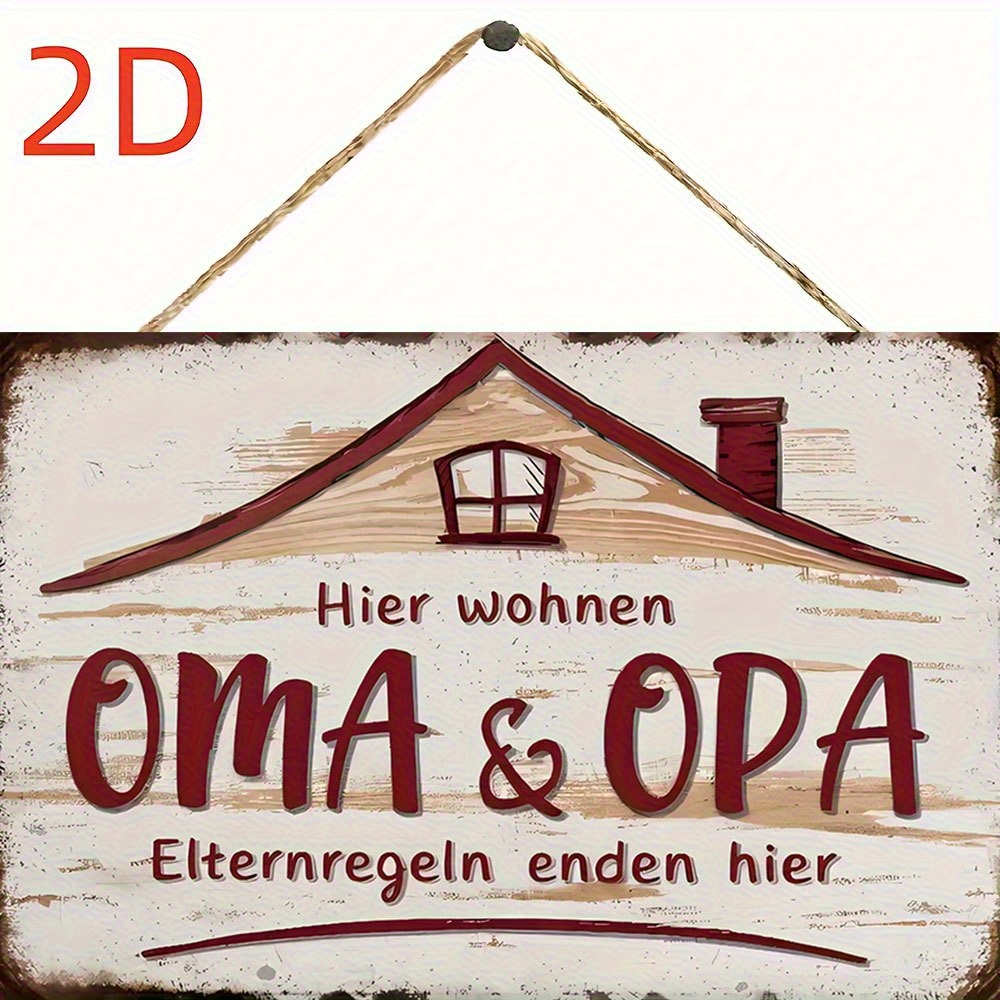 E-shop Vintage Deutsches "" Holzschild - Rustikale Dekoration, 5.3x7.87 Zoll Handgefertigte Holzkunst für Innen-/Außenbereich, Familien-Themen