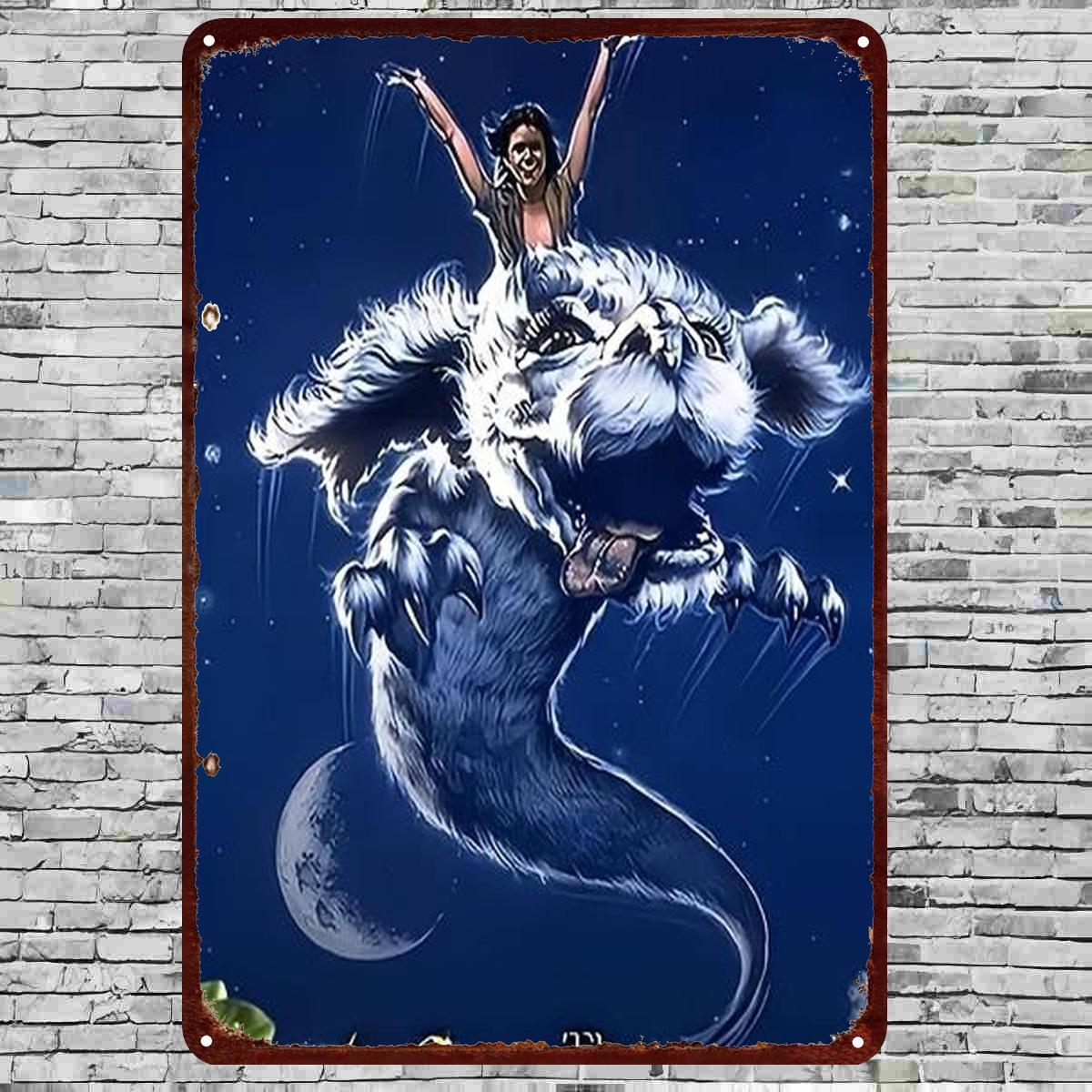 TEMU 2d Flat, 2d Flat 1pc, "fantasy Metal Art: Mythical With - Handcrafted Tin Sign Decor" 8Ã12 Inch, 2d Flat