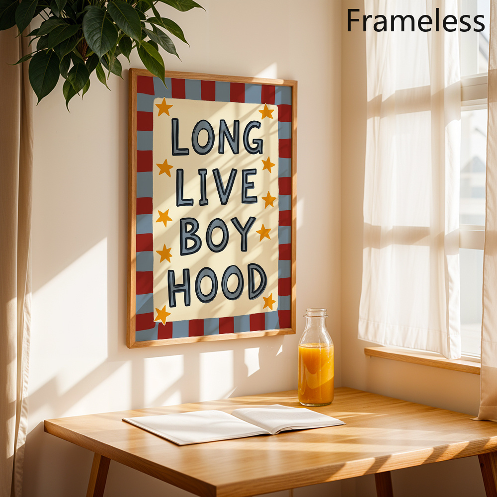 TEMU 2d Flat, 2d Flat, Retro Style Boyhood Posters Long Live Boyhood Canvas Prints Nostalgic Wall Decor Canvas Art Print For Bedroom Living Room