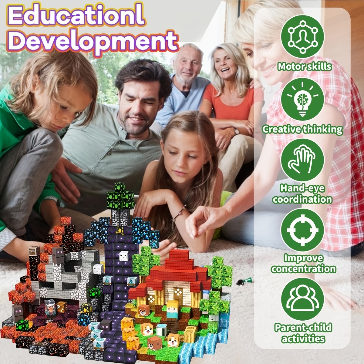 500pcs Magnetic Building Block Educational Set, Creative STEM Toy