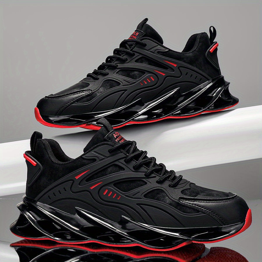 TEMU Men's Breathable Athletic Sneakers - Comfortable Casual Shoes With Odor-resistant Non-slip Rubber Sole, Black & For Travel & Casual Attire