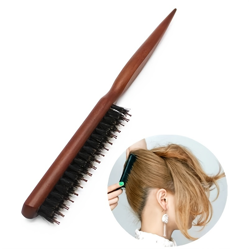 

Peigne à Brosse Professionnel pour une Coiffure de Qualité Salon - Nylon & Poils, pour Manche en Bois de Lotus