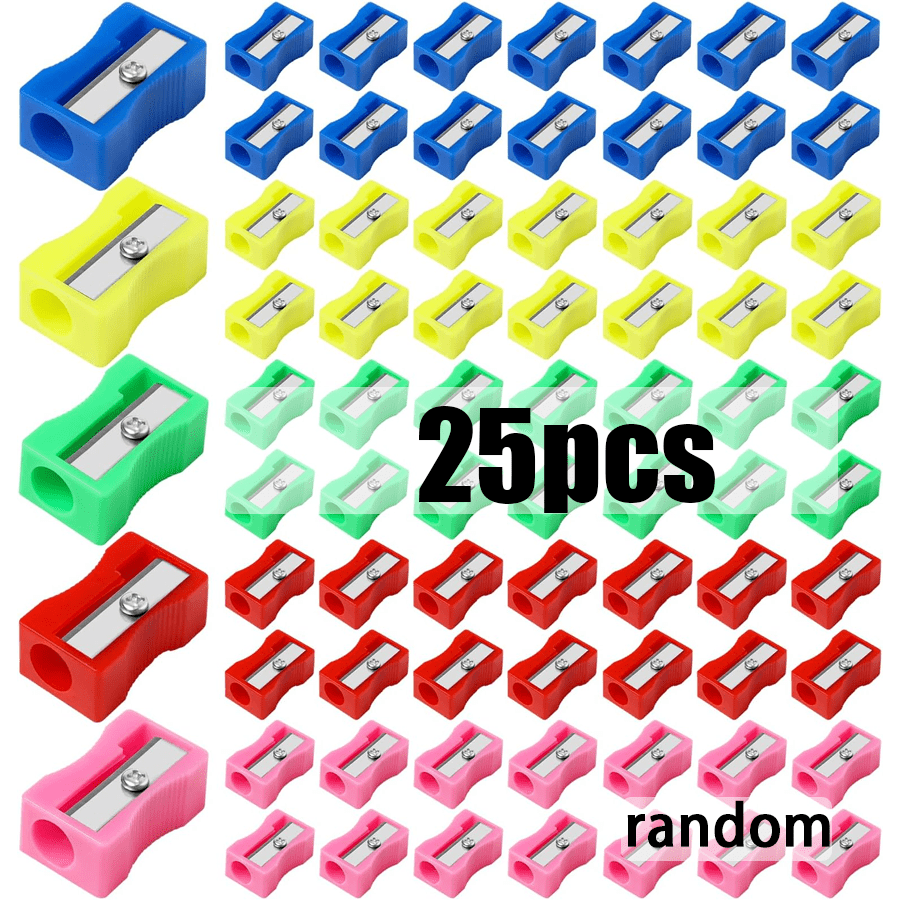TEMU 25pcs Set Manual Pencil Sharpeners, Cute Plastic Handheld Student Office Stationery, Suitable For Writing, Drawing, Sketching, Note-taking, And