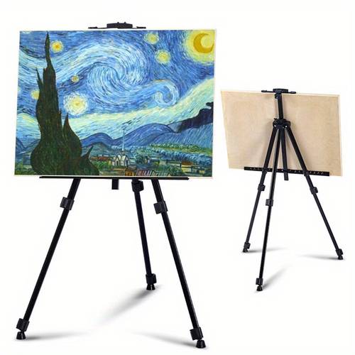 1pc foldable and portable life painting thickened easel tripod adjustable height painting board rack advertising display rack triangular fluorescent panel shelf