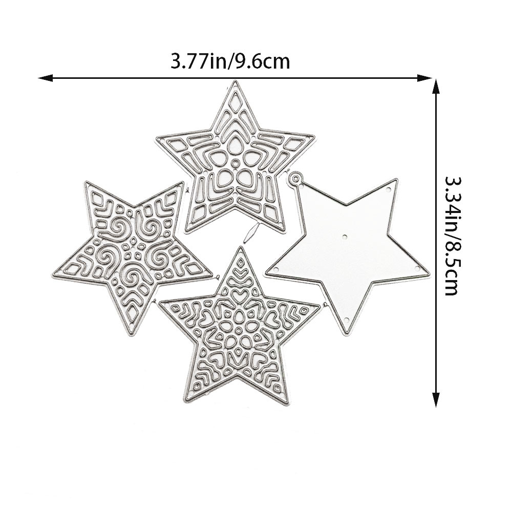 TEMU Patterned Pentagram Carbon Steel Cutting Die Set, Hollow Carved Star Pendant Die, Card Making, Suitable For Winter Christmas, Birthday Party