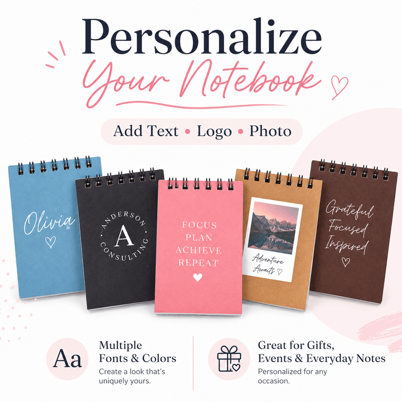 Personalized A7 Notebook, Custom Text/Logo/Photo, Portable Notepad