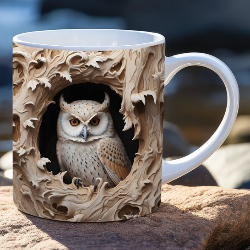 

1pc, 3d Owl Cup, , Broken Pattern Eid Mubarak, For At Christmas