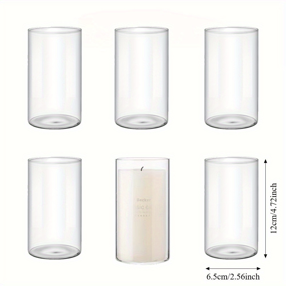 E-shop 6 Stück Glaszylinder Kerzengläser, aus hochwertigem Borosilikatglas, ideal für Hochzeitsdekorationen zur -Schaffung, Blumenvasen-Dekor,