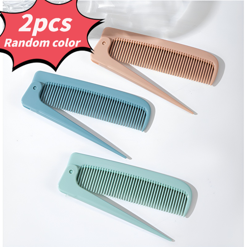 TEMU 2pcs Random Color Portable Folding Pointed Tail Combs, Hairstyle Styling Combs, Small And Portable Combing Tools, Easy To Carry, Very Suitable