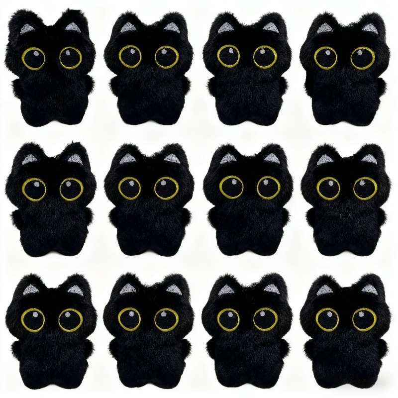 TEMU 22pcs Cute Big Eyes Black Cat, Stuffed Accessories Atmosphere-enhancing Trinkets And Small Pendant, And Black Cat, Stuffed Accessories