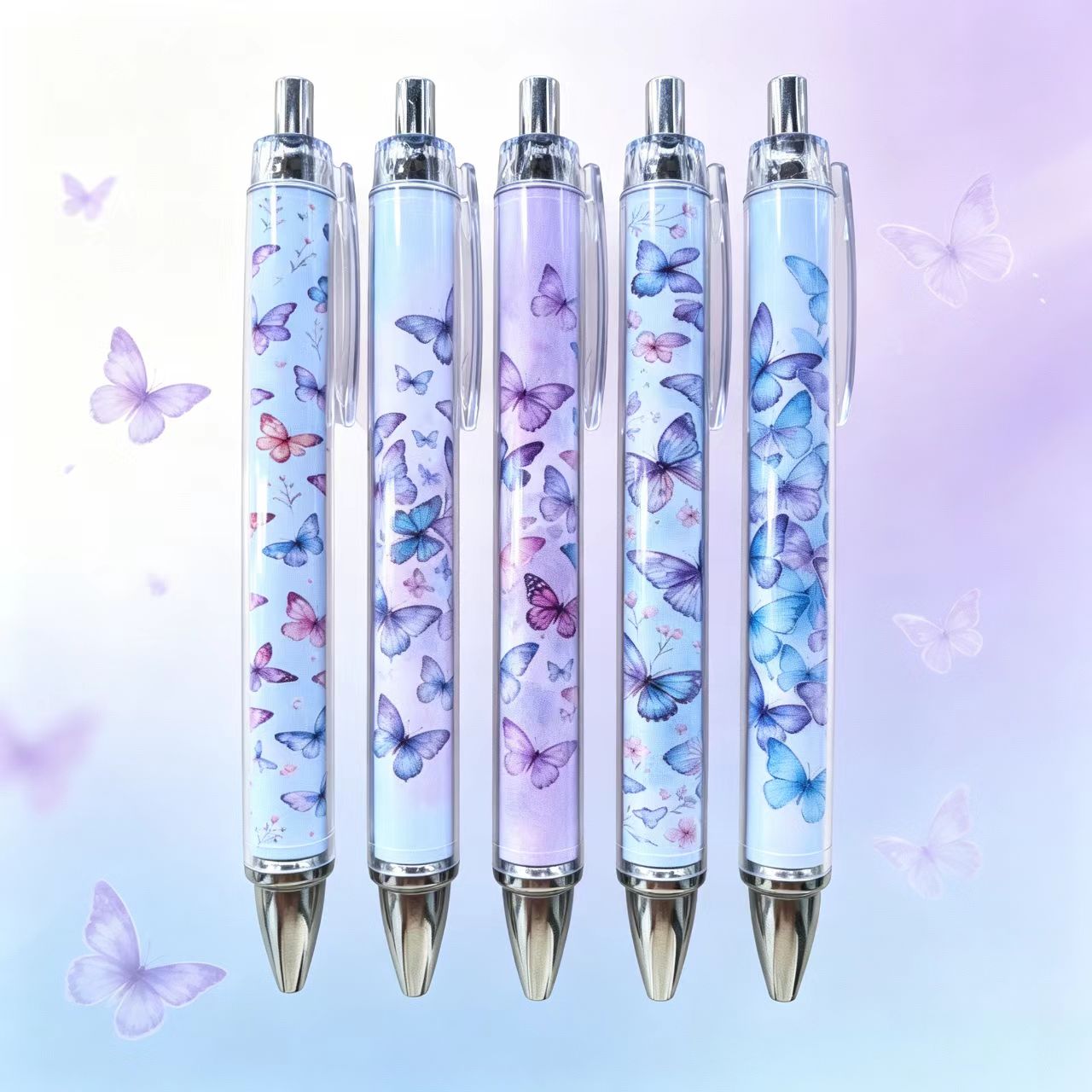 TEMU 5pcs Purple Theme Ballpoint Pens, Smooth Writing Retractable Pens, Gift Suitable For And Journaling