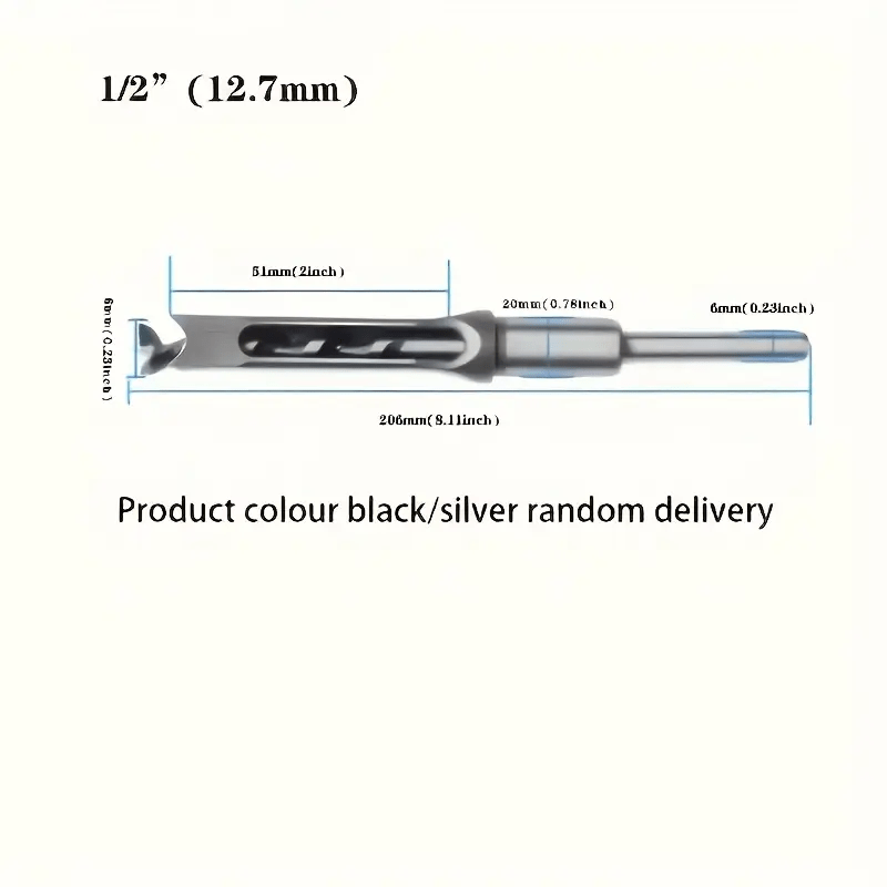 TEMU 1pc Square Shank Drill Bit, 12.7mm Round Shank Design, Polished Surface Finish, Micro Drill Bit, , Suitable For Wood And Metal , Tool Gift For