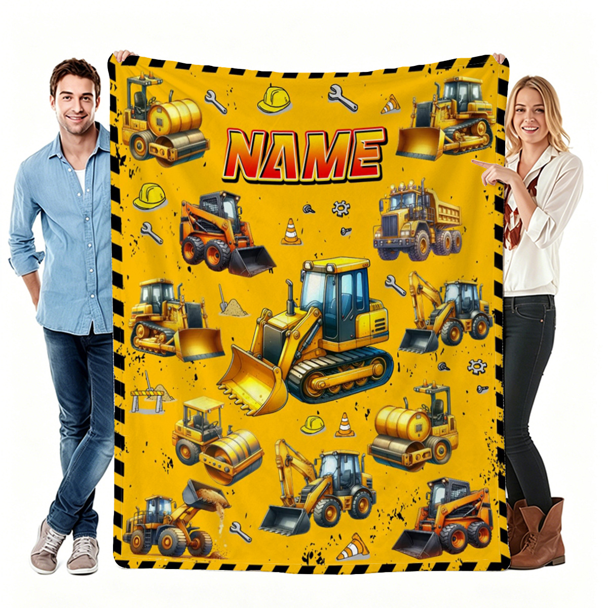 Customizable Name Engineering Vehicle Fleece Blanket