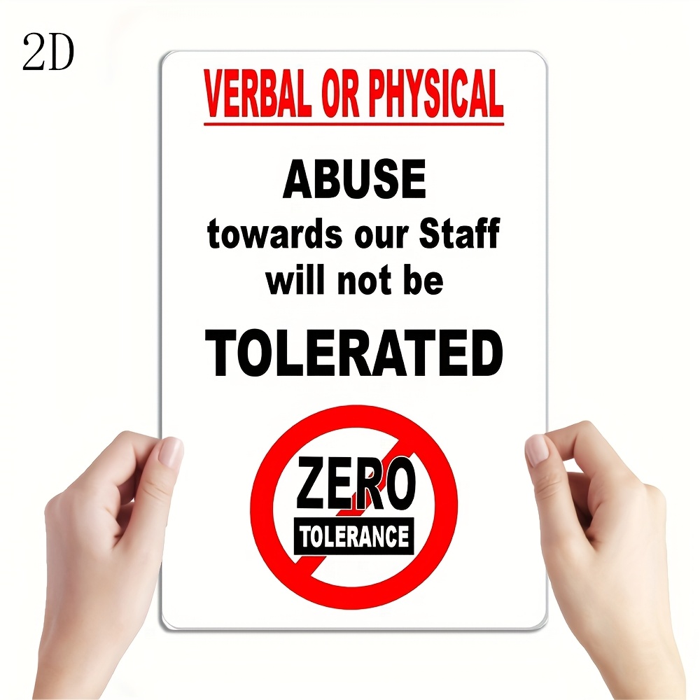 TEMU 2d Flat - 20*30cm / 8x12 Inches, 2d Flat Surface, 1 Metal Sign, " Not Accept Any Or Physical Abuse Our Staff" - Suitable For Office, Store,