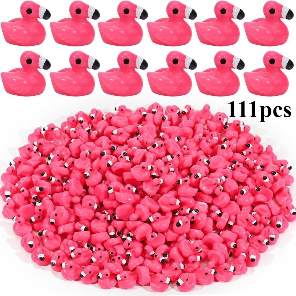 TEMU 111 pièces Mini Figurines d'Animaux Flamants Roses en Résine, Mini Statues Cachées, Collection de Sculptures, Flamants Résine, Mini Canards,