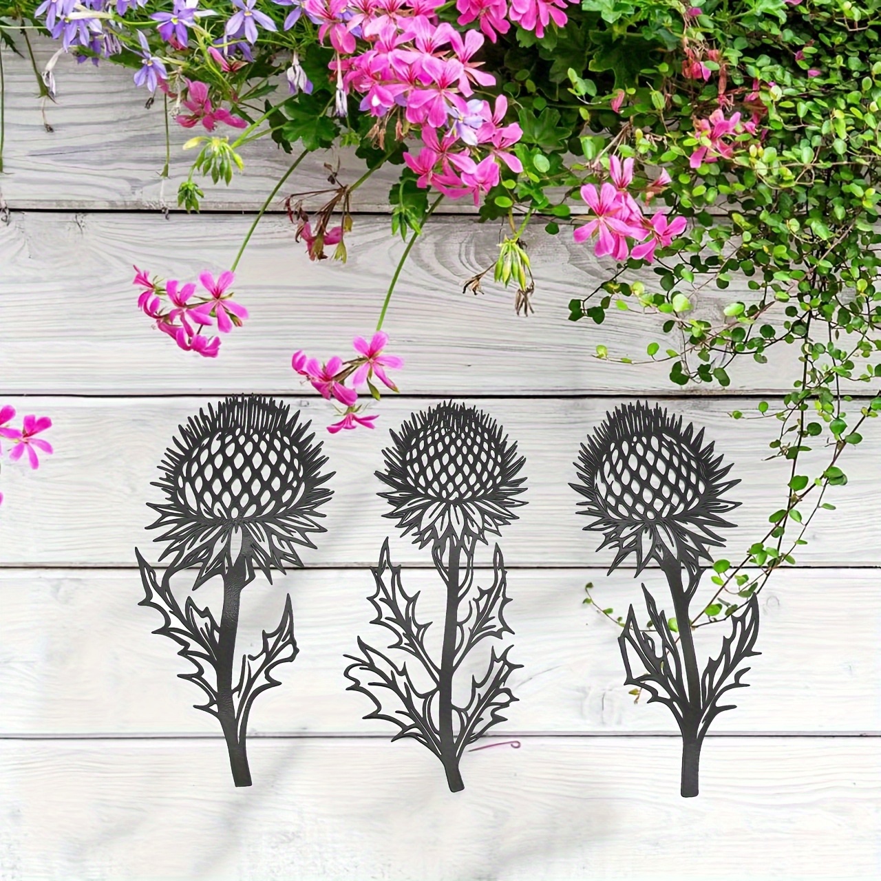 item picture 2d flat 2d flat 2d flat 2d flat set of 3 elegant thistle acrylic wall decorations in 2d scottish     indoor and outdoor decor suitable for home and patio an ideal gift for housewarming or mothers day