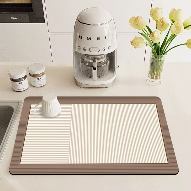 TEMU Tapis d'égouttage pour vaisselle 1 pièce multi-tailles, tapis de drainage à motif de géométriques et minimalistes, tapis de drainage imprimé