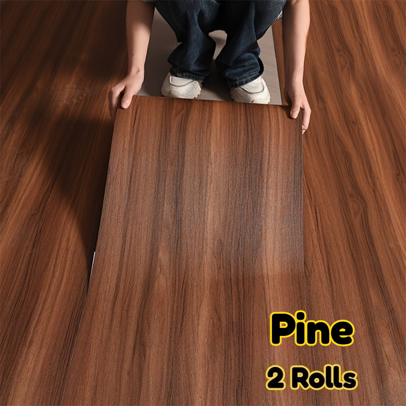 TEMU 2 Rolls Luxury Vintage Wood Grain Flooring - Easy , Stain-resistant, 3d Texture, Durable Vinyl Floor Coverings For Kitchen, Living Room, Office,