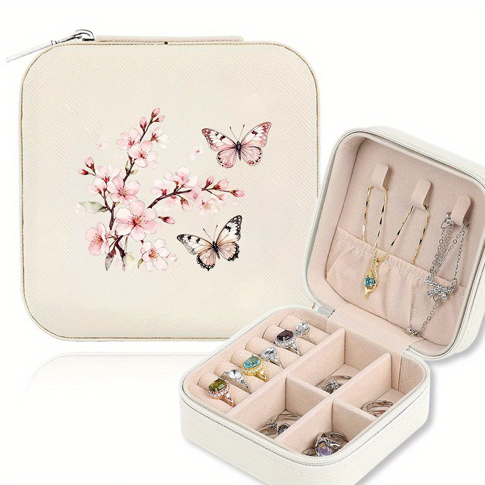 TEMU Portable Mini Travel Jewelry Box, Suitable For Organizing Rings, Pendants, Earrings, And Necklaces. Features A Fashionable Protective Lining And