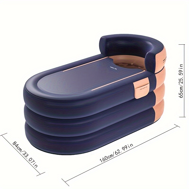 Image of Portable Inflatable Bathtub Pvc Foldable Spa Soak Tub For Adults For Home Or Travel Grapefruit