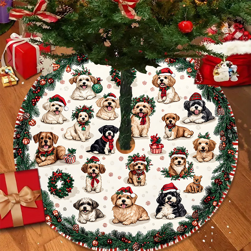 

1pc, 48 Inch Christmas Dog Christmas Tree Skirt, Home, Party Use, Yard Decor, Decor, Party Decoration.