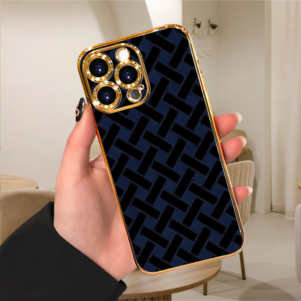 TEMU Phone Case: Geometric Pattern, Elegant, Luxurious Weave Soft Case For Iphone 17/16/15/14/13/12/11 Pro Max/plus/air/pro/mini & Xr/7/8, Scratch