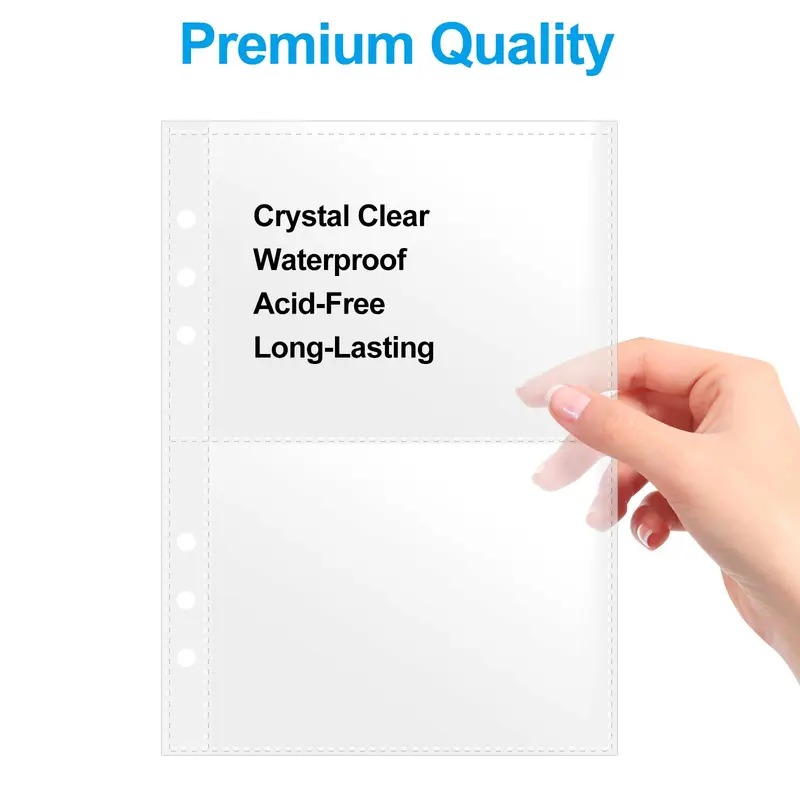 index card plastic sleeves binder FACATH 100 Pockets 5x7 Photocard Sleeves, Clear Photo Photo Page EnvyPak mini A5 page protectors work outside the kitchen 46 index card Binder organizer