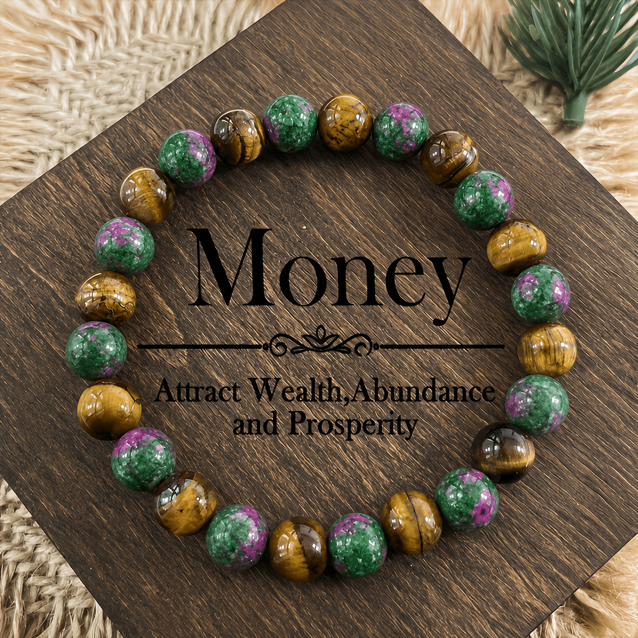 Natural Stone Bracelets Set, 9pcs Tiger's Eye & Jasper