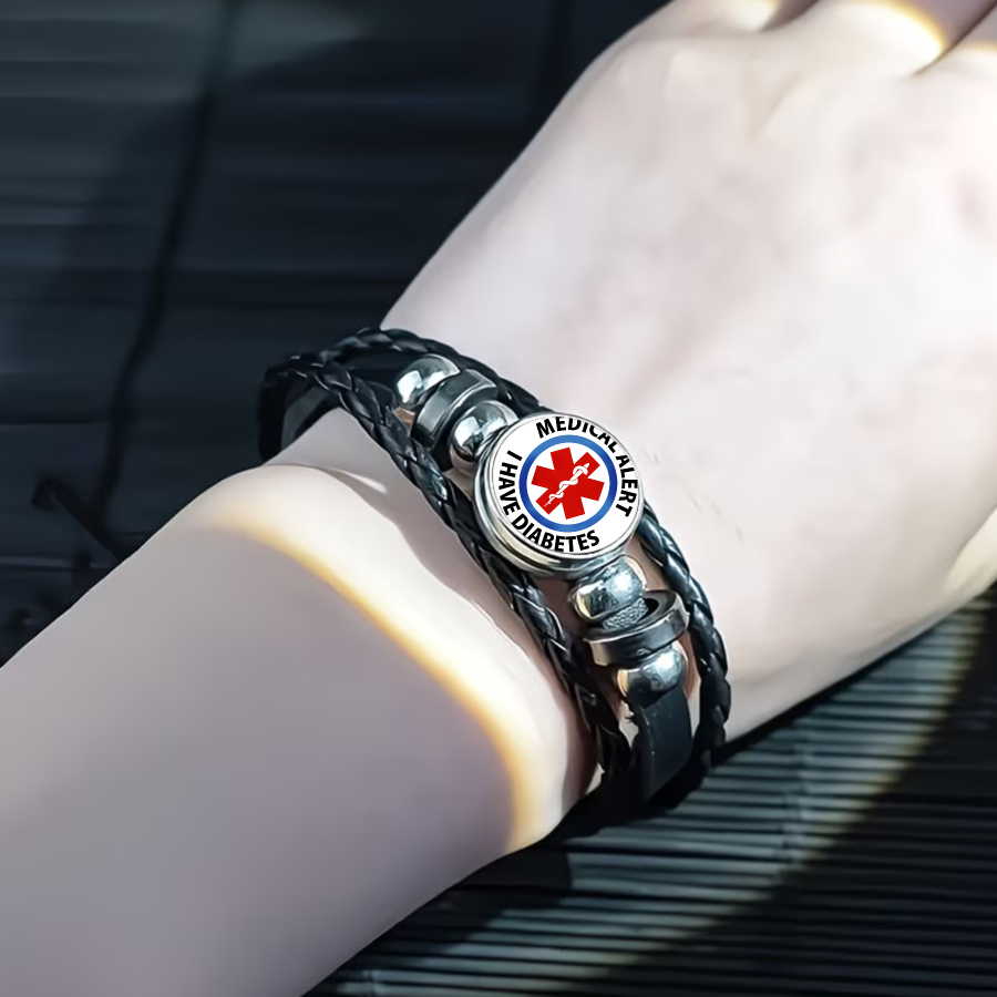 TEMU 1pc Alert Bracelet Designed For, Featuring A Round Symbol. This Accessory Serves As An Emergency Bracelet And Is A Unique Piece Of Jewelry