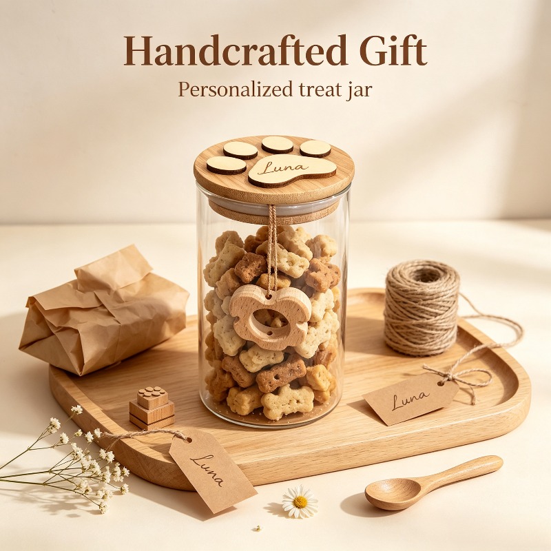 Customizable Glass Pet Treat Storage Vessel