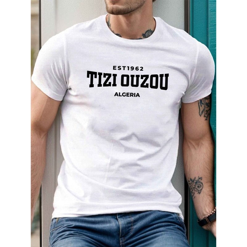 

T-shirt Ouzou Algérie - T-shirt Décontracté à Manches Courtes pour Hommes, Polyester Respirant, Lavable en Machine - pour l'Été