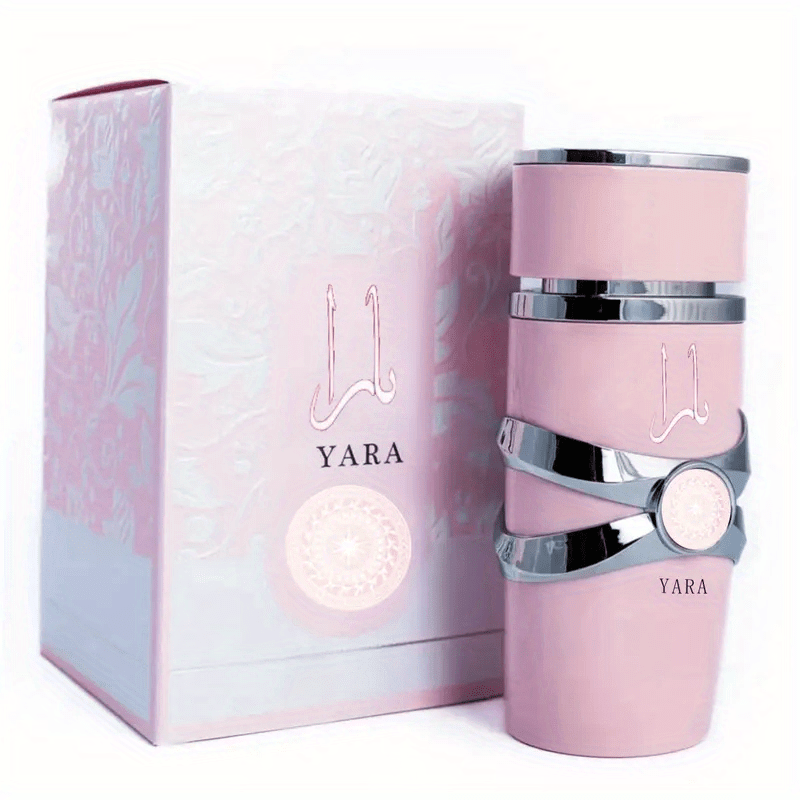 Yara Women's Floral Eau de Parfum 3.4oz (100ml) - Long-Lasting Pink Perfume with Elegant Floral Design, BPA-Free & Alcohol-Based Formula, Perfect Gift for Her
