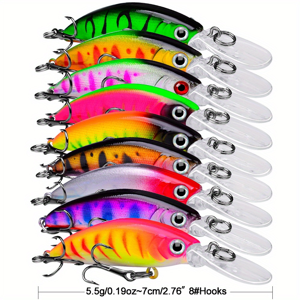 TEMU Om Lure Fishing Bait With Laser Eye Lure Minnow Plastic False Bait- An Artificial Hard Bait With Triple Hooks- Suitable For And Freshwater Fishing- Catching More Fish
